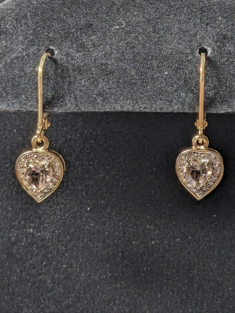 18K Gold Over SS 0.71 CT Morganite W 0.20 CTW White Zircon Heart Earrings